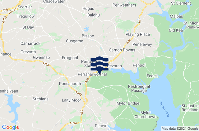 Perranarworthal, United Kingdom tide times map