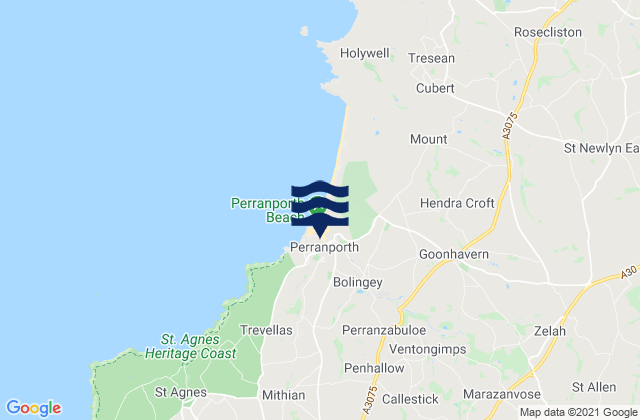 Perranporth, United Kingdom tide times map