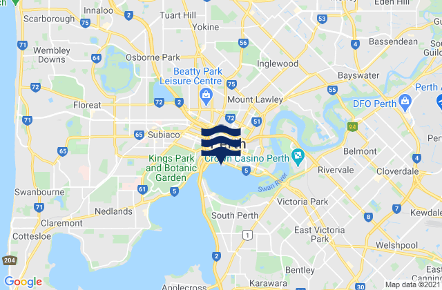 Perth (Barrack Street Jetty), Australia tide times map
