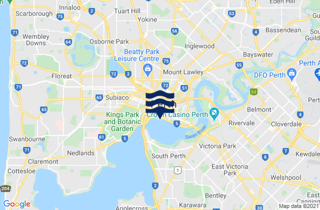 Perth, Australia tide times map
