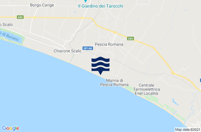 Pescia Romana, Italy tide times map
