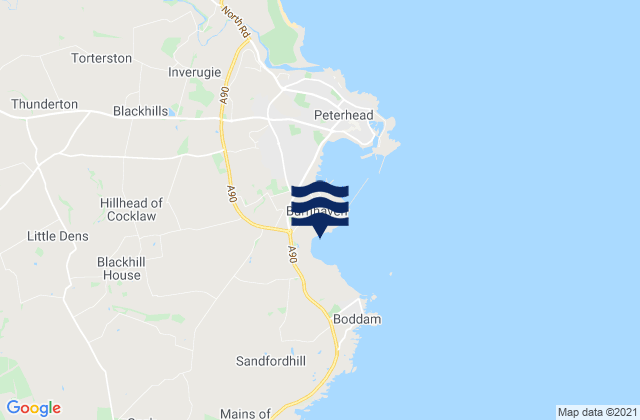 Peterhead (Sandford Bay), United Kingdom tide times map