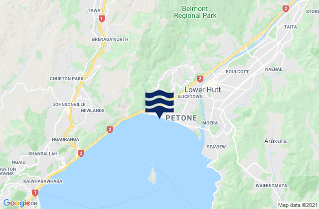 Petone, New Zealand tide times map