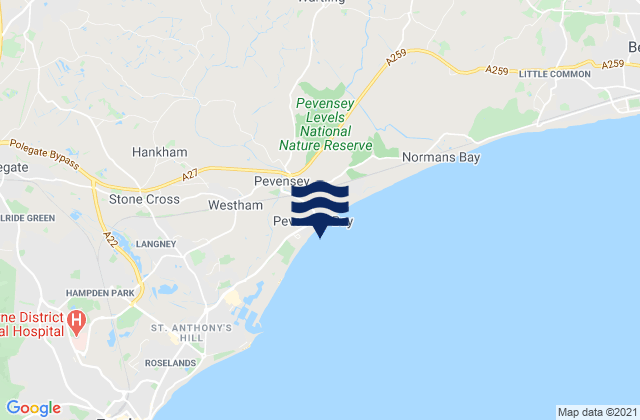 Pevensey Bay Beach, United Kingdom tide times map