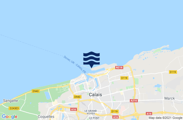 Phare de Calais, France tide times map