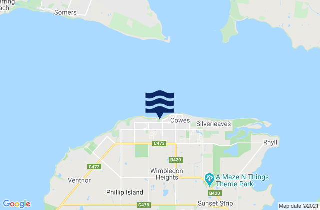 Phillip Island, Australia tide times map