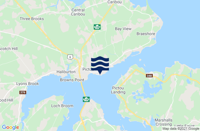 Pictou, Canada tide times map
