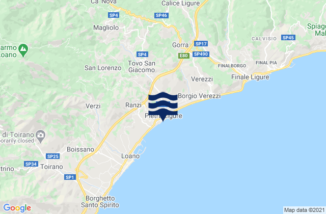 Pietra Ligure, Italy tide times map