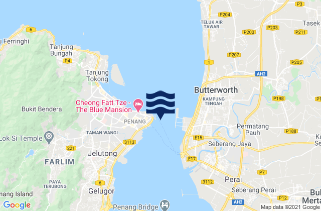Pinang (Penang), Malaysia tide times map