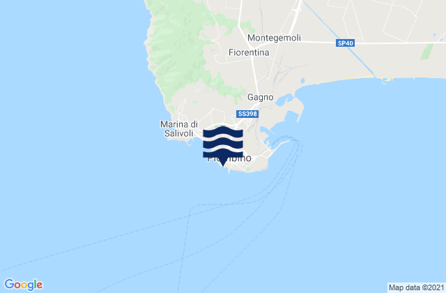 Piombino, Italy tide times map