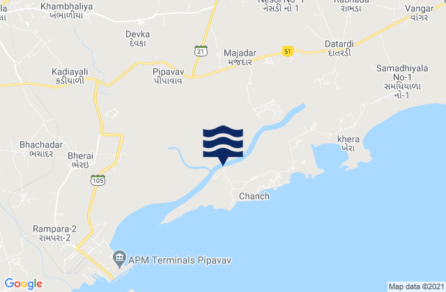 Pipavav Bandar, India tide times map