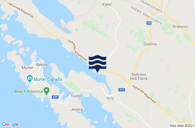 Pirovac, Croatia tide times map