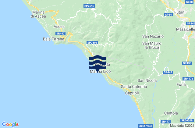 Pisciotta, Italy tide times map