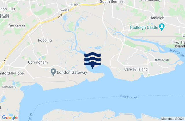Pitsea, United Kingdom tide times map