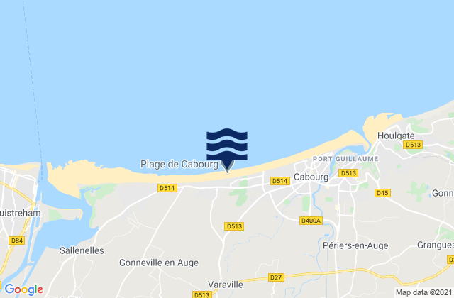 Plage de Cabourg, France tide times map