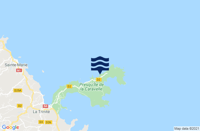Plage des Surfeurs, Martinique tide times map