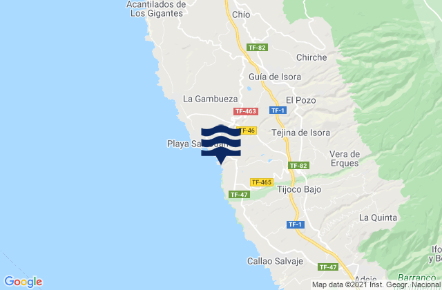 Playa Abama, Spain tide times map