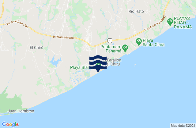 Playa Blanca, Panama tide times map