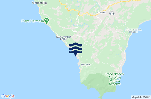 Playa Carmen, Costa Rica tide times map