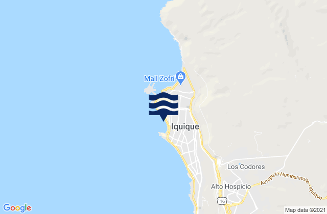 Playa Cavancha (Iquique), Chile tide times map