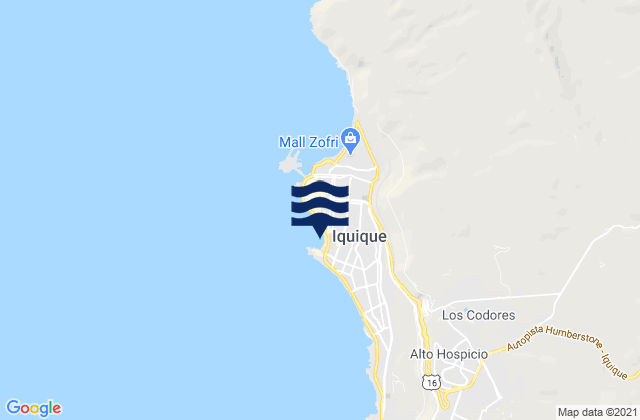 Playa Cavancha, Chile tide times map