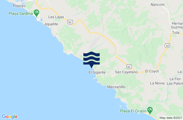 Playa Colorado, Nicaragua tide times map
