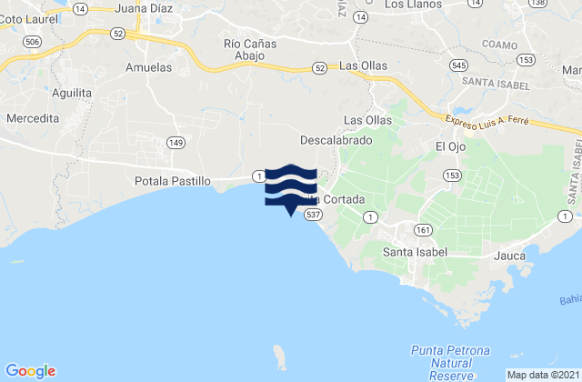 Playa Cortada, Puerto Rico tide times map