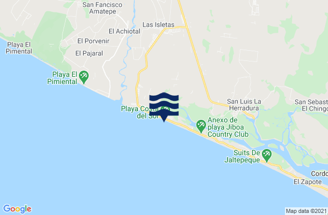 Playa Costa del Sol, El Salvador tide times map