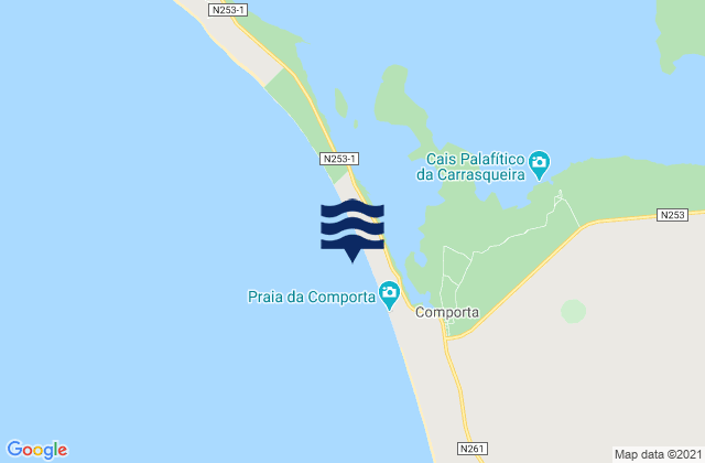 Playa De Comporta, Portugal tide times map