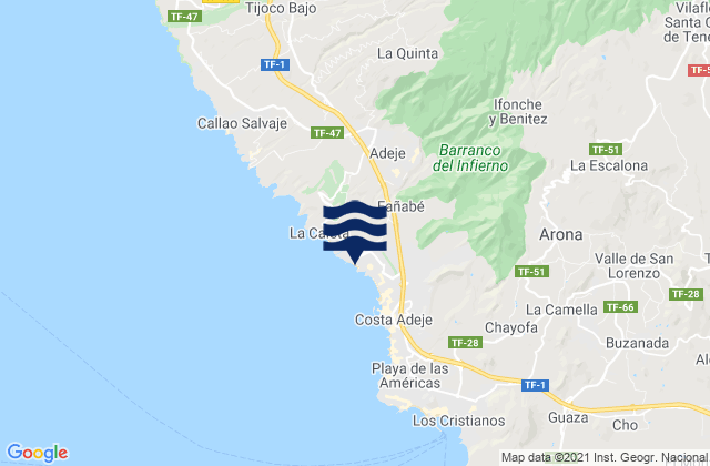 Playa El Duque, Spain tide times map