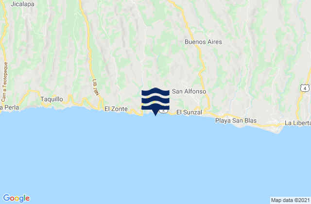 Playa El Palmarcito, El Salvador tide times map