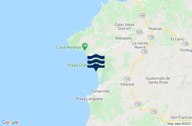 Playa Grande - Guanacaste, Costa Rica tide times map