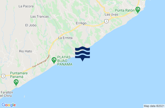 Playa Grande, Panama tide times map