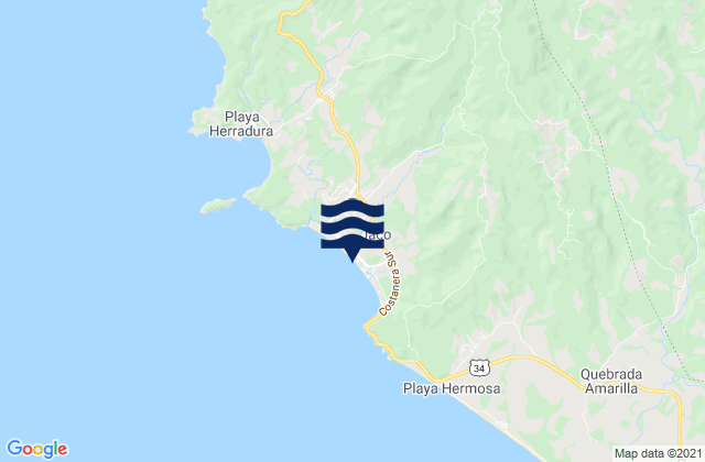 Playa Jaco, Costa Rica tide times map