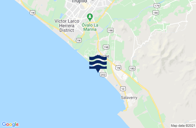 Playa Las Delicias, Peru tide times map