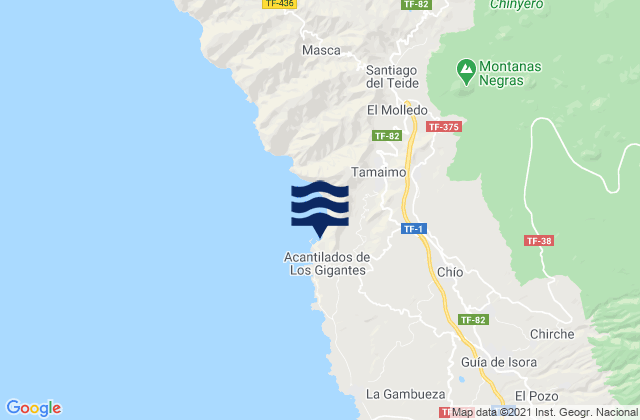 Playa Los Gigantes, Spain tide times map