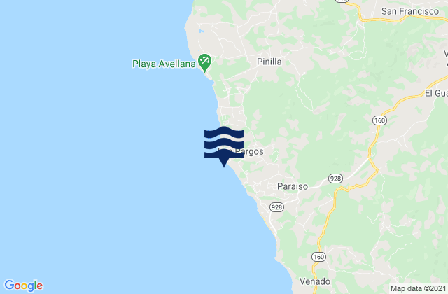 Playa Negra - Guanacaste, Costa Rica tide times map