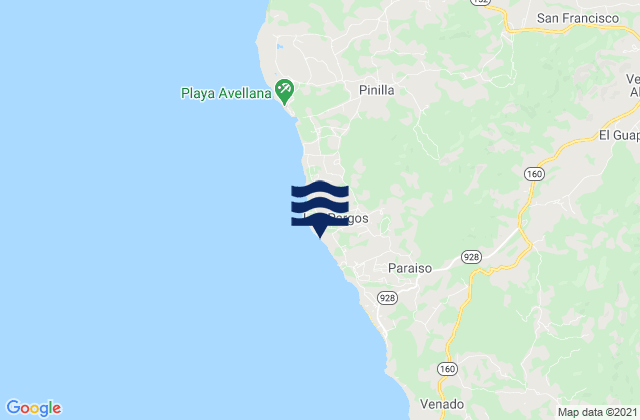 Playa Negra, Costa Rica tide times map
