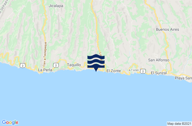 Playa Rio Mar, El Salvador tide times map