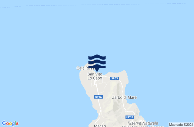 Playa San Vito Lo Capo, Italy tide times map