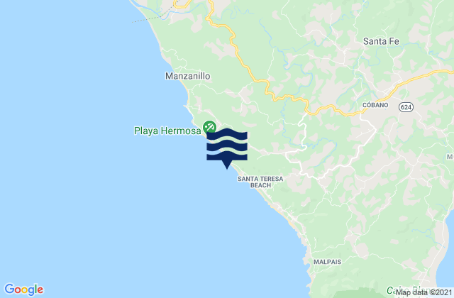 Playa Santa Teresa, Costa Rica tide times map