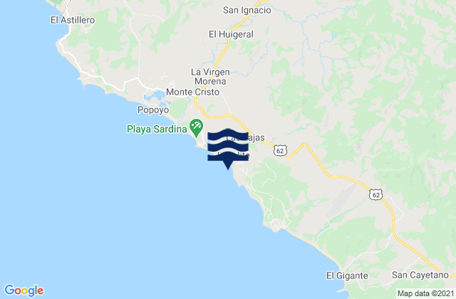 Playa Santana (Playa Jiquelite), Nicaragua tide times map