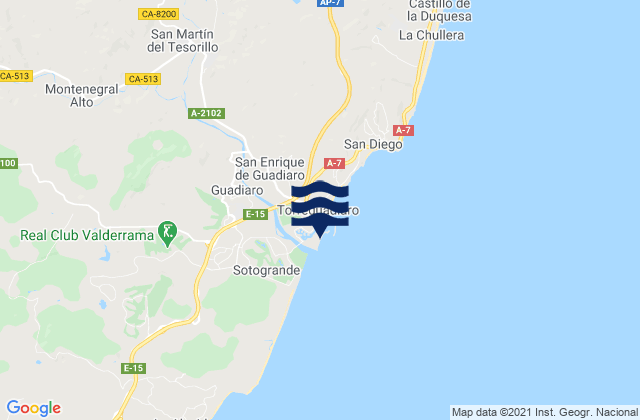 Playa Sotogrande, Spain tide times map