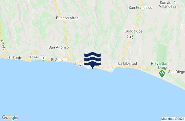 Playa de Conchalio, El Salvador tide times map