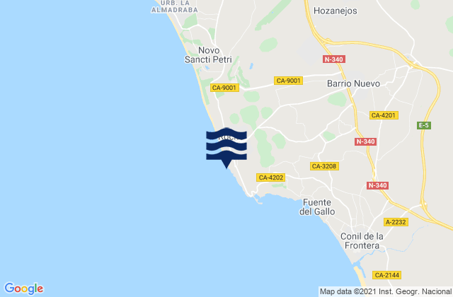 Playa de Conil, Spain tide times map