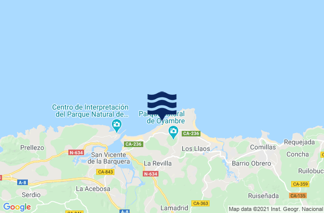 Playa de Gerra, Spain tide times map