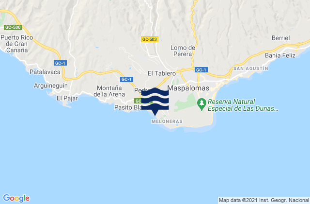 Playa de Meloneras, Spain tide times map