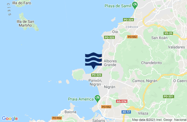 Playa de Patos (El Pico), Portugal tide times map