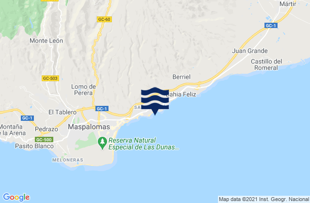 Playa de San Agustin, Spain tide times map