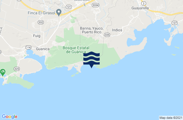 Playa de Tamarindo, Puerto Rico tide times map